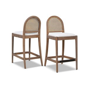 DB Panama 26.5 \ "Tabouret de comptoir en rotin à dossier incurvé, lot de 2 chaises de salle à manger Boucle blanc ivoire - Product Image 2