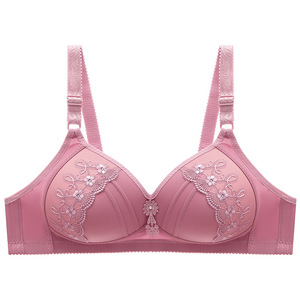 Plus <b>Size</b> Large Cup Embroidery Non-steel <b>Ring</b> Bra Thin Molded Cup <b>Adjustable</b> Women's Underwear Fashion - Product Image 2