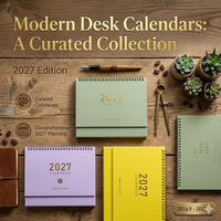 Calendrier de bureau minimaliste 2027 estampé à chaud, planificateur mensuel avec grand espace d'écriture, en carton, marque Spese - Bureau/Étude, logo personnalisé