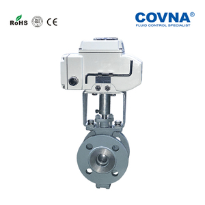 COVNA 긴급 주문 Modbus RTU (RS485) 양방향 PVC 전기 UPVC 볼 밸브가있는 전기 <span class=keywords><strong>V</strong></span>형 플랜지 볼 밸브 - Product Image 3