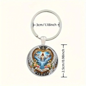SH-09 Vintage <span class=keywords><strong>Bible</strong></span> sac voiture pendentif bijoux verre alliage jésus <span class=keywords><strong>Christ</strong></span> rond porte-clés - Product Image 3
