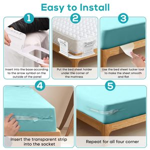 Bed Sheet Straps Holder with BedSheet Tucker Tool Upgraded Widen Sheet Corner Holders <b>Keep</b> Sheets Firm & Tight Fit All Mattress - Product Image 6