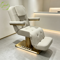 Lit de beauté électrique de luxe à 3 moteurs avec base LED, table de soin médical pour esthéticienne, lit de beauté pour soins du visage et extensions de cils