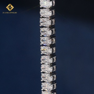 S925 Silver Round Brilliant Cut Moissanite Tennis Bracelet Pass Diamond Tester 5MM Full <b>Iced</b> <b>Out</b> <b>Chain</b> GRA Certified Bracelet - Product Image 2