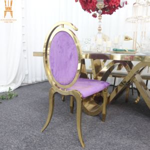 Silla de Acero Inoxidable con Marco Dorado y Terciopelo Morado <span class=keywords><strong>para</strong></span> Bodas, Eventos y <span class=keywords><strong>Fiestas</strong></span> en Hoteles, Venta al Por Mayor - Product Image 6