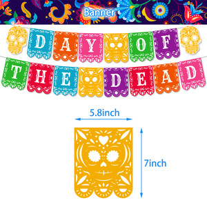 Decoraciones para la fiesta del Día de Muertos DAMAI, globos con calaveras, pancarta colorida, juego de adornos para pasteles - Product Image 3
