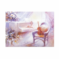 Peinture à l'huile murale pour hôtel, nature morte peinte à la main sur toile, décoration intérieure romantique et musicale pour hall d'hôtel de luxe et salon