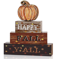 Panneaux en bois d'automne, plaque citrouille, panneaux de table à plusieurs niveaux « HAPPY FALL Y'ALL » pour la récolte d'automne, Thanksgiving et la décoration intérieure
