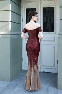 18139 # Роскошные вечерние платья с блестками цвета блок с коротким рукавом одно плечо длинное платье Русалка свадебное платье Элегантные платья для выпускного вечера - Product Image 5