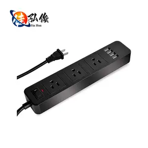 Customized uk power socket Power Cable Socket Extension Cord 3AC Outlets + 4USB socket extension