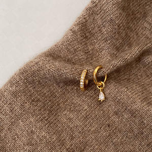 Grandes soldes Vente en gros Mode Boucles d'oreilles créoles en acier inoxydable plaqué or 18 carats avec zircon de luxe pour femmes - Product Image 3