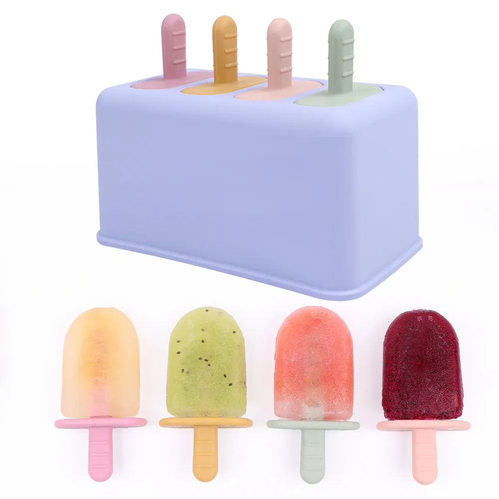 BPA 무료 수제 다채로운 아이스크림 금형 실리콘 아이스 캔디 메이커 금형 아이 쉬운 릴리스 재사용 가능한 DIY 아이스 팝 금형 어린이를위한 성인