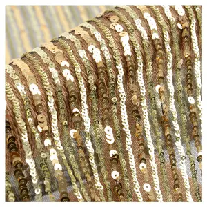 Tissu à paillettes en dentelle verticale or, nouvelle collection 2019 de haute qualité, étoffe avec couleur changeante progressif