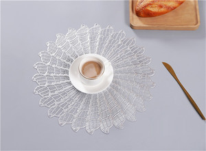 K1406 Placemats Restaurant <b>Round</b> PVC Hollow Meal Pads Anti-hot Dining Table Mats Set PVC <b>Tablemat</b> - Product Image 5