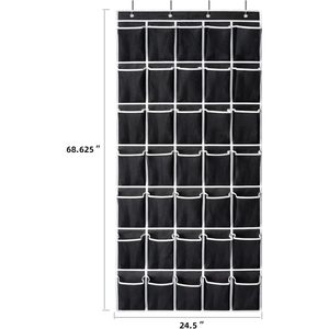 35 Pockets Over The Door Shoe Organizer <b>Hanging</b> Mesh <b>Storage</b> For Shoes Behind Doors On <b>Walls</b> Black - Product Image 2