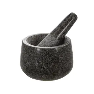 Wholesale Cheap Custom Large Round Natural Stone Mexican Molcajete Granite Mortar and Pestle For Grinding Herbs Spice