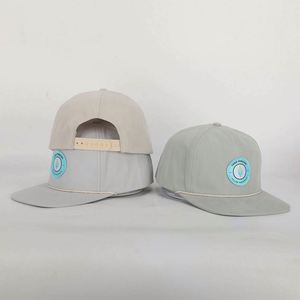 BSCI Custom Unisex 5-Panel Classic Polyester Cotton Unstructured Flat Brim Rope Hat Snapback Caps with Woven <b>Patch</b> Logo - Product Image 2