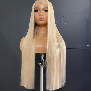 Pelucas de Cabello Humano Liso Extremo con Frontal Completo, <span class=keywords><strong>Rubio</strong></span> Platino, Cabello Virgen Natural, Pelucas Sin Pegamento con Encaje Frontal Pre-Arrancado para Mujer - Product Image 4