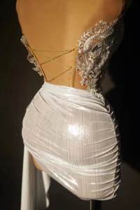 Kristall-Top-Röcke 2-teiliges Set Show Club Party Cocktail Minikleid sexy Damen schlank Hochzeit Abend Ballkleid - Product Image 4