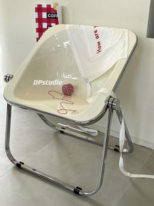 Simple Modern Folding <b>Chair</b> for Household Use Transparent Design Small Space Saving Designer Dining <b>Chair</b> <b>Outdoor</b> Living Room - Product Image 5