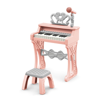 Ensemble piano et chaise multifonctionnel éducatif en plastique à 25 touches avec microphone, jouets de clavier musical 2024