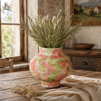 Vase à fleurs en céramique rustique Jossin, finition émaillée colorée, récipient décoratif pour arrangement floral, accent d'intérieur