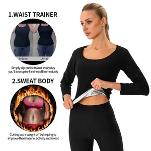 Sauna camisa de manga larga mujeres Sauna sudor traje pérdida de peso Shapewear Top Trainer entrenamiento Body Shaper Sweatsuit