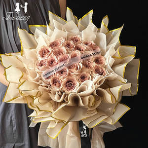 Papier d'emballage BOPP doré à double face, gaufré or, imperméable, à ions d'or, 57x57cm, 20 feuilles, très vendu - Product Image 1