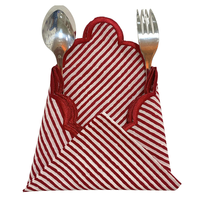 Serviettes en lin faites à la main à motif carreaux canne à sucre Joyeux Noël, bord festonné brodé, fournitures festives fantaisistes pour la maison