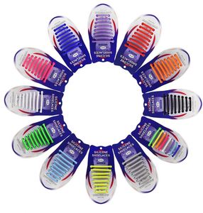 Lacets de chaussures élastiques en silicone, colorés et épaissis, demi-ronds 8+8, sans nœud, pour baskets, tendance, en promotion - Product Image 2