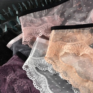 Ventes en gros de sous-vêtements en dentelle pour femmes, lingerie sexy transparente, culottes pour femmes matures, culottes transparentes à pois, culottes élégantes et respirantes - Product Image 5