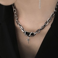 Collier ras de cou avec pendentif en forme de croix noire gothique, chaîne, pour femmes et hommes, charme grunge punk, bijoux de mode, accessoires Harajuku EMO