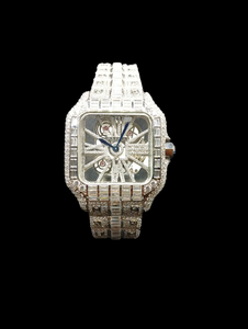 Moissanite Diamond <b>Quartz</b> <b>Watch</b> for <b>Men</b> Antique Style Eco-Friendly Calendar Glass Stainless Steel Band Premium Luxury Daily Wear - Product Image 6