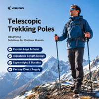 7075 Alüminyum 3 Bölümlü Trekking Batonları Ayarlanabilir Teleskopik Karbon Tungsten Çelik Uçlu Hafif OEM ODM Özel Logo