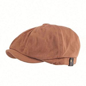 Wholesale Vintage Tweed <b>Flat</b> <b>Cap</b> Hat Solid Color 8 Panel Newsboy Beret Ivy Hats for <b>Men</b> - Product Image 3