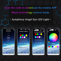 Nouvelles feux de brouillard LED 12V à anneaux halo RGB avec contrôle universel par application, personnalisables en usine, pour remplacement de phares de voiture