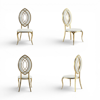 Chaises de salle à manger élégantes et durables en acier inoxydable avec revêtement en cuir PU pour hôtels, banquets et événements de mariage (vente en gros)