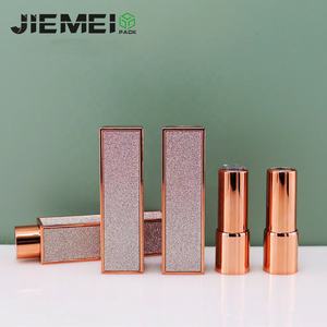 JIE MEI Stock Produit populaire Pop UP Rose Gold Leather D12.1MM Tube de rouge à lèvres vide Container Square Lipstick Case Custom Logo - Product Image 5