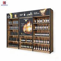 Présentoir mural modulaire personnalisé pour vins et spiritueux, en bois et métal, pour magasin de vins