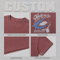 Camiseta de manga corta de algodón grueso de 300 g, estilo americano, de marca de moda, con estampado vintage rock, estilo urbano, corte holgado.