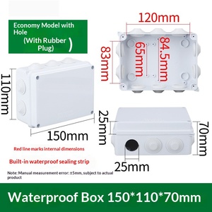 กล่องรวมสัญญาณกันน้ำ IP65 ขนาด 150x110x70 มม. ทำจากพลาสติก ABS แบบเจาะรูสำเร็จรูป 10 รู พร้อมจุกยางและแถบซีลในตัว สำหรับใช้งานกลางแจ้ง - Product Image 1