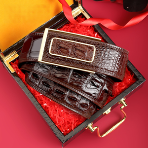 Cintura da <span class=keywords><strong>Uomo</strong></span> di Alta Gamma in Pelle di Coccodrillo con Fibbia in Acciaio, Versatile Cintura Elegante per <span class=keywords><strong>Uomo</strong></span> - Product Image 2