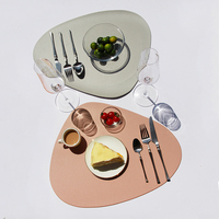Napperon de luxe en cuir PU, 1 pièce, Set de dessous de verres, tapis de Table ovale, tapis de tasse, résistant à l'eau et à la chaleur, décoration d'intérieur pour le bureau