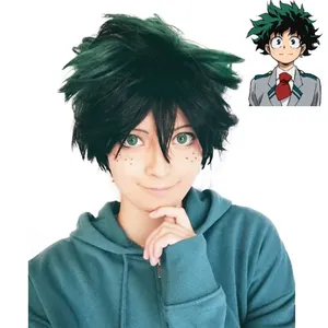 My Hero Academia Izuku Midoriya วิกผม,วิกสีเขียวสั้นคอสเพลย์อนิเมะ Deku