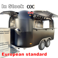 Camionnette de restauration mobile vintage en aluminium, standard européen, pour café, hot-dogs, bonbons, chips, vente au détail, avec système électrique et d'eau