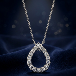 Pendentif en diamant véritable en forme de poire, bijoux de luxe de créateur, collier de mariée, cadeau pour femme - Product Image 1