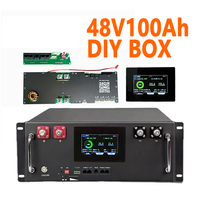 Casing Baterai Kosong Rak 4U 48V 100Ah 16S LiFePO4 DIY, Opsional JK BMS 100A 200A Layar LCD 5Kwh Penyimpanan Energi Surya Akku