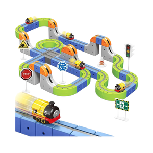 Juego <span class=keywords><strong>de</strong></span> pistas <span class=keywords><strong>de</strong></span> plástico ABS con ranura magnética, pistas <span class=keywords><strong>de</strong></span> coches <span class=keywords><strong>de</strong></span> carreras flexibles, <span class=keywords><strong>señales</strong></span> <span class=keywords><strong>de</strong></span> tráfico para Kis - Product Image 1