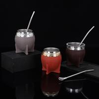 Mug à bière en acier inoxydable à double paroi isolé, gourde à yerba mate argentine avec paille bombilla