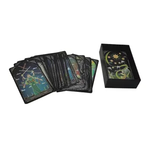 Whole Sale Factory Price Custom Printing Oracle Silver Gold Foil Deck High Quality Golden Edge Side Tarot Cards With Rigid Box